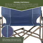 Timber Ridge Double Camping Chair Foldable Loveseat Directors Chairs, Oversized Double Folding Camping Chairs with 2 Side Tables, 2 Person Lawn Chair, Heavy Duty Support 600 LBS for Outdoor, Blue