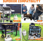 GasSaf 5FT 2 Stage Propane Regulator with Hose, 90 Degrees RV Propane Regulator for Dual Fuel Generator, RV, Camp Stoves, Gas Grills, Heaters - Standard POL Connection Fits 5-100 lb Propane Tanks