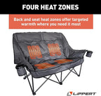 Lippert Big Bear Dark Grey Heated Folding Camping Loveseat with Power Banks, Four Heat Zones, 600-lb. Weight Capacity, 600D Polyester Fabric, High-Loft Cushioning, Zippered Carrying Bag - 2024043335