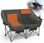 SHIJING Heated Double Camping Chair for Adults with 3 Heating Levels, 661lbs Weight Capacity, Portable Folding Heated Chair for Outdoor, Beach, RV, Picnic & Lawn (Battery Not Included)