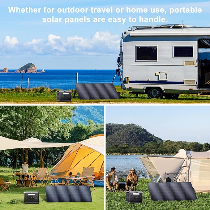 SolarPlay 200W Portable Solar Panel with Adjustable Kickstands, Foldable Solar Panel for Power Station, Outdoor Generators, Power Backup, RV, Camping, Blackout