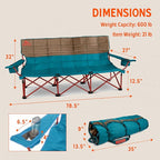Kelty Lowdown Couch - 3 Person Capacity Camping Chair, Extra Large and Sturdy Bench for Campsites, Soccer Games, and Backyard Parties