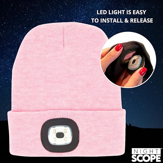 Classic Rechargeable LED Warm Knit Beanie Head Light Hat Headlamp for Outdoor Activities