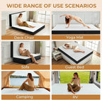 6 Inch Trifold Mattress, Full Size Foldable Memory Foam Mattress with Viscose Derived from Bamboo Washable Cover, Folding Mattress Topper Floor Bed for Camping, Guest, RV, Ventilated
