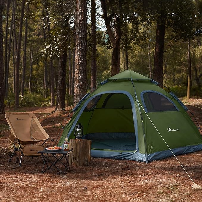 MOON LENCE Pop Up Camping Tent, 3-4 Person Portable Automatic Instant Tent Windproof for Camping, Hiking, Mountaineering