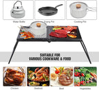 REDCAMP Folding Campfire Grill Heavy Duty Steel Grate, Portable Camp Fire Cooking Racks and Griddle for Outdoor Versatile Campfire Cooking