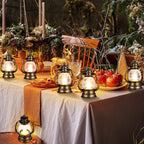 Ferraycle 24 Pcs Mini Lantern Decor 4 Inch Western Lantern Table Centerpiece Small Vintage Camping Hanging Lamp Ornaments Bulk for Cowboy Cowgirl Wedding Halloween Christmas (4 Inch,Retro Gold)