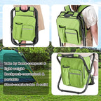 Kikerike Backpack Stool Cooler Chair Heavy Duty 300 LBS Max Load Portable Lightweight Stool Backpack Folding Fishing Cooler Seat for Camping Hunting Fishing - Grass Green