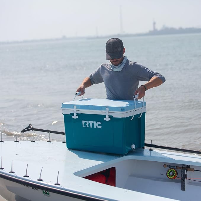 RTIC Ultra-Light 52 Quart Hard Cooler Insulated Portable Ice Chest Box for Beach, Drink, Beverage, Camping, Picnic, Fishing, Boat, Barbecue, 30% Lighter Than Rotomolded Coolers