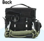 MOV COMPRA Tactical Lunch Bag for Men Expandable Double Deck Insulated Lunch Box Leakproof Large Capacity with MOLLE Water Bottle Pouch for Adults for Work Picnic Camping（Black）
