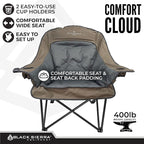 Black Sierra Oversized Camping Chair for Adults – 400 lb Heavy Duty Folding Chair with Cup Holders & Carry Bag