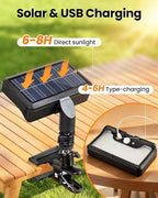 Clip on Solar RV Lights Exterior, 600LM RV Outdoor Lights with Motion Sensor, USB & Solar Dual Charging, 3000/5000/6000K Remote Control RV Porch Light for Camper, Motorhome, Trailer, Camping (2 Pack)