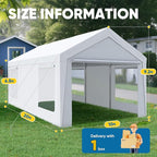 Quictent Upgraded 10x20 ft Heavy Duty Galvanized Carport - Reinforced Outdoor Garage Canopy Tent with Roll-up Ventilated Windows & Sidewalls, Weatherproof Shelter for Car, Boat, RV - White
