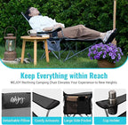 #WEJOY 2-in-1 Reclining Camping Chair with Footrest for Adults Folding Lounge Chair with Adjustable Backrest Lightweight Camping Chairs Heavy Duty Camp Chairs for Outdoor