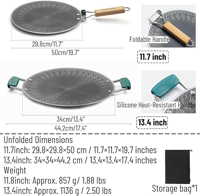 Naturehike Griddle Pan with Foldable Handle, 11" Non Stick Flat Grilling Skillet for Indoor Outdoor, Honeycomb Coating Stainless Steel Crepe Pan for Korean Barbecue, Camping (11.7-inch)