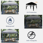 Saemoza 11x11 Pop Up Camping Shelters Tent, Outdoor Tent with Netting, Outdoor Shelters for Backyard, Screen House with Wheeled Cover Bag, Blue.