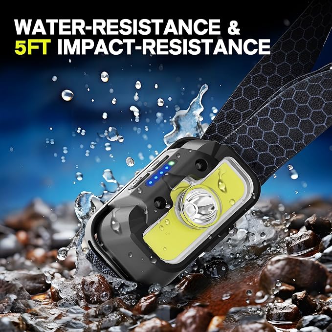 2 Pack Headlamp Rechargeable, 1300 Lumen Lightweight Bright with White Green Red Headlamp Flashlight, Waterproof Head Lamp,14 Modes for Outdoor Camping Running Cycling