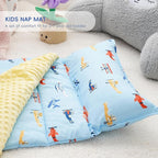 Bunnikins & Clover Toddler Nap Mat with Removable Pillow, Nap Mats for Preschool, Easy Clean Toddler Nap Pad for Kindergarten, Kids Sleeping Bag for Travel Camping