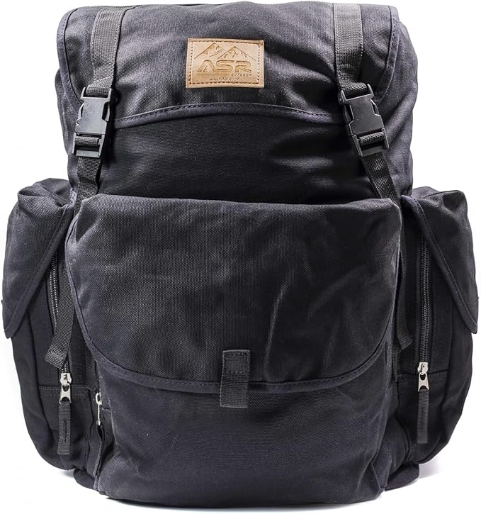 ASR Outdoor 30L Heavy Duty Gold Prospecting Backpack, Canvas Camping Rucksack (Black)