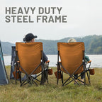 Timber Ridge 500lbs Oversized Folding Camping Chair, Heavy Duty Lawn Chair for Adults, Portable Collapsible High Back Chair with Cup Holder, Side Pocket Cooler Bag, for Outdoor, Sports, Orange