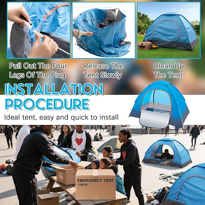 Camping Tents for Homeless Bulk Homeless Backpacking Supplies 2 Person Pop up Adult Waterproof Instant Easy Setup Tent for Hiking, Outdoor, Travel, Camping, Donation