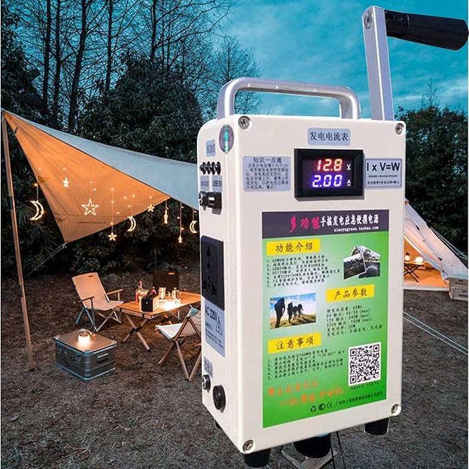 Small Power Hand-Cranked Generator, 150W /500W Portable Manual Hand Generator, Emergency Generator 110V/220V DC12V USB5V Charging for Emergency, Camping,150W-110V