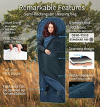 Litume Compact Velvet Lined Sleeping Bag, Lightweight Three Season Sleeping Bag, Water Repelling Sack for Warm and Cold Weather, Comfortable, Backpacking, Hiking, Camping, Traveling