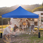 OLIXIS 10x10 Ft Waterproof Pop Up Canopy Tent, Portable Outdoor Shade Shelter with Sand Bags, Ideal for Beach, Backyard Parties & Events, Classic Blue