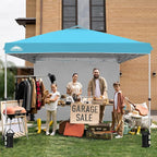 EAGLE PEAK Commercial Canopy 10x10 Pop Up Canopy Tent with 1 Sidewall, Easy Setup Heavy Duty Instant Event Shelter for Vendors & Markets, Outdoor Sun Shade, Light Blue