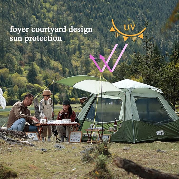 Outdoor Camping Tent,3-4 Person Instant Family Camping Tent - Pop-Up Quick Setup Outdoor Tents Automatic Tents for Parties,Picnic,Outdoors Travel,Camping