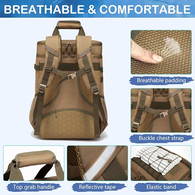 Tactical Cooler Backpack - 42 Cans Backpack Coolers Insulated Leak Proof for Men Adults, Soft Cooler Insulated Backpack for Lunch, Work, Camping, Hiking, Picnic, Beach & Travel