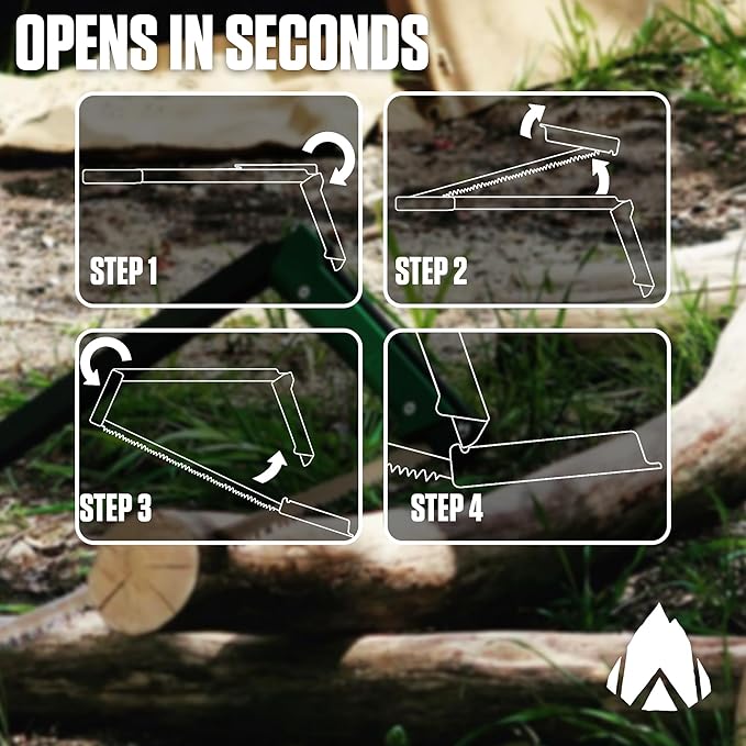 AGAWA - BOREAL15-15 Inch Folding Saw with All-Purpose Saw Blade - Camping Gear For Hiking, Fishing, Hunting, Bushcraft & Survival Kit (Black Frame/Green Handle)