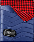 XL Queen Size 2 Person Double Sleeping Bag for Adults, Lightweight Compact with Flannel Liner & Thermolock Draft Tube, Machine Washable All Season Camping Travel