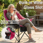 Oversized Camping Chair for Adults - Heavy Duty 400 lbs Padded Folding Chair with Wine Glass Holder, 2 Cup Holders & Side Pockets, Portable Carry Bag for RV, Tailgating, Lawn