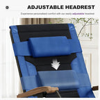 PURPLE LEAF Oversized Outdoor Reclining Chair Set of 2 Patio Zero Gravity Chaise Lounge Folding Chair with Quilted Cushion Adjustable Headrest for Lawn Camping Beach Pool Navy Blue and Black