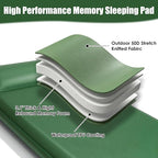 Memory Sleeping Pad, 3.1" Self Inflating Sleeping Pad for Camping, Easy Inflate & Deflate, Portable Foam Mattress with Pillow, 9.5 R-Value Insulated Sleeping Mat for Backpacking, Car, Travel, Tent
