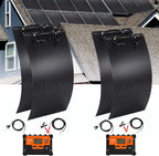 400W Semi-Flexible Solar Panel Kit Lightweight Monocrystalline Ultra-Flexible RV Solar Panel Kit with 30A Charge Controlle for 12-24V Battery Charging Car Battery Camping Stuff Offgrid RV Living