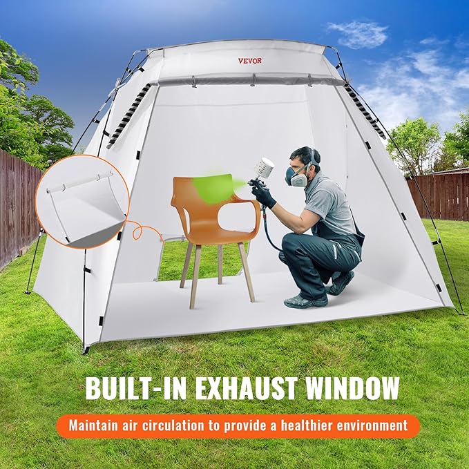 VEVOR Portable Paint Booth, Larger Spray Tent with Built-in Floor & Mesh Screen Windproof Hooks for Furniture DIY Hobby Tool, 7.5x5.2x5.2ft Spray Paint Shelter