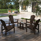 Stackable Adirondack Chair Set of 2, HDPE All-Weather Adirondack Chairs - Durable and Space Saving, Plastic Outdoor Fire Pit Chairs with Cup Holder,Brown