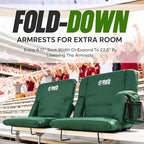 BRAWNTIDE Stadium Seat for Bleachers with Back Support - Wide Padded Reclining Bleacher Seat, Portable Folding Stadium Chair with Armrests, Hooks, Straps, Cup Holders & Pockets for Games & Concerts