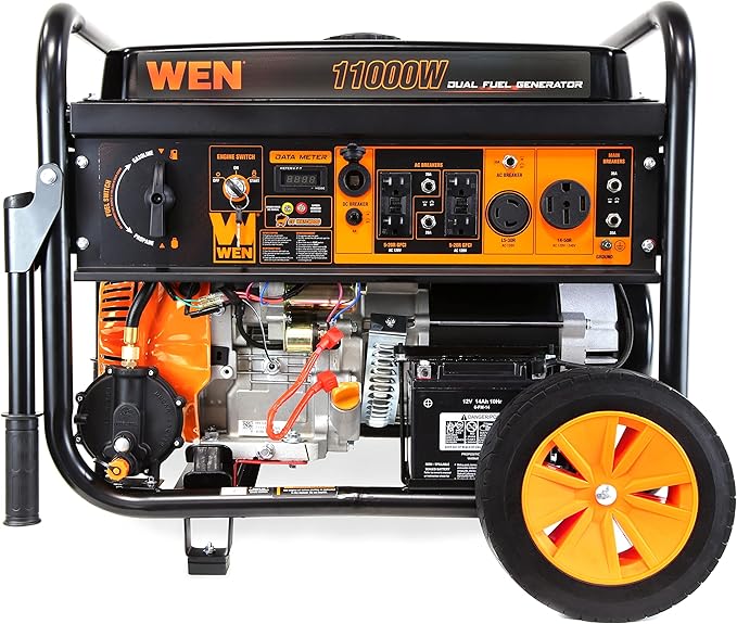 WEN DF1100X 11000-Watt Electric Start Portable Generator with Wheel Kit and CO Shutdown Sensor, Black