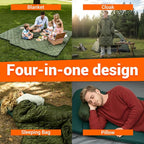 FUNANASUN Hooded Camping Blanket Poncho, Stadium Woobie Blanket, Machine Washable/650FP Insulation, Ultralight & Packable, Fit Most Adult Sizes, Can Be Used as Shawl/Wearable Sleeping Bag/Cloak