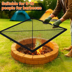 40 Inch Square Fire Pit Grill Grate with Handles, Heavy Duty Campfire Cooking Grate for Fire Pit, Steel BBQ Grill Grid for Outdoor, Camping