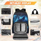 Moon and Wolf Backpack for Men Lightweight Bookbag with Lunch Box Set Wear-resistant School Bag for Outdoor Travel Casual Book Bag Rucksack