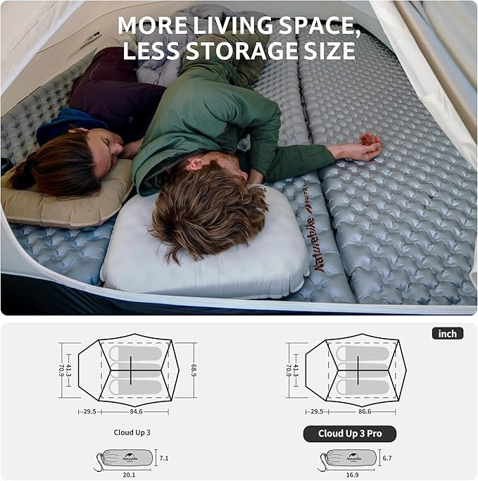 Naturehike Cloud Up 3 Person Backpacking Tent with Footprint - 3 Season Free Standing Lightweight 3 Person Camping Tent | with Footprint, Free Standing, Dome, Camping, Hiking, Waterproof