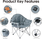 SunSettler Heated Camping Chair, Oversized Heated Outdoor Chairs for Adults with 3 Heat Levels, Portable Folding Padded Chair for Camp, Lawn, Sports (Battery NOT Included) (Grey, Oversized)