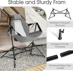 HOMEFUN Hammock Camping Chair - Portable Swinging Chairs for Adults with Stand and Storage Bag, Oversized Folding Rocking for Lawn Camp Fishing Hiking, Gray