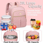 Weitars Lunch Backpack For Women Men,20L Cooler Backpack Insulated Lunch Bag For Women With Side Pockets Waterproof,Meal Prep Backpack,Adult Backpack Cooler For Lunch Picnic Hiking Camping Beach