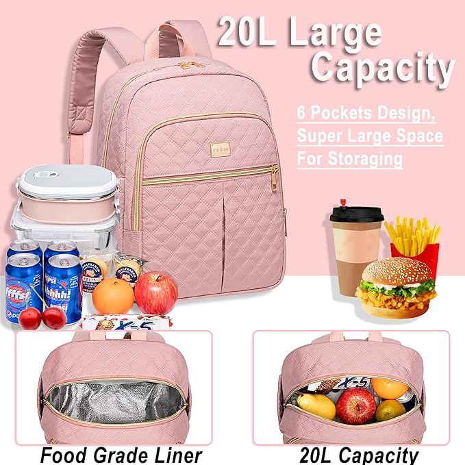 Weitars Lunch Backpack For Women Men,20L Cooler Backpack Insulated Lunch Bag For Women With Side Pockets Waterproof,Meal Prep Backpack,Adult Backpack Cooler For Lunch Picnic Hiking Camping Beach