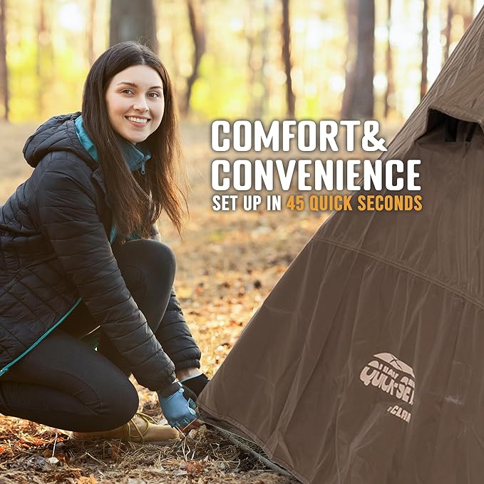 CLAM Quick-Set A-Frame Tent, 8 x 8 Ft Portable Outdoor Hiking Camping Shelter, Apex